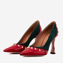 The Bella Vita Studded Red & Green Leather Pump Women Shoe image 2