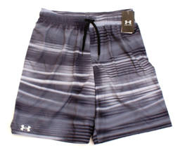 Under Armour Black &amp; Gray Brief Lined Volley Swim Shorts Trunks Men&#39;s L - £47.36 GBP