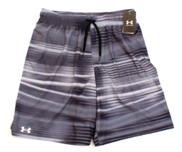 Under Armour Black &amp; Gray Brief Lined Volley Swim Shorts Trunks Men&#39;s L - £44.60 GBP