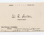  Werner Company Chicago Book Manufacturing Plant Agent Business Card 1900s - $11.88