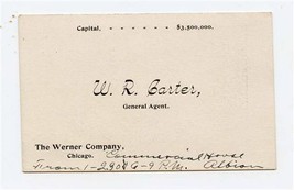  Werner Company Chicago Book Manufacturing Plant Agent Business Card 1900s - £9.41 GBP