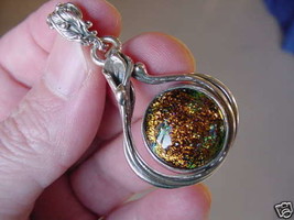 (#D-24) Dichroic Fused Glass Pendant Sterling Silver Orange Wow - £50.09 GBP