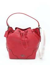 NWT Coach Mickie Red Leather Drawstring Shoulder Bag Crossbody New ($450) - £176.99 GBP