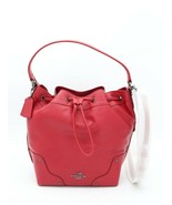 NWT Coach Mickie Red Leather Drawstring Shoulder Bag Crossbody New ($450) - £176.93 GBP