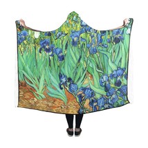 Irises Van Gogh Hooded Blanket 60&quot; x 50&quot; - £43.96 GBP