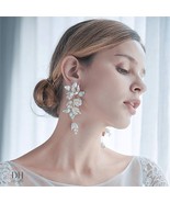 Boho White Porcelain Flower Bridal Earrings, Bohemian Floral Earrings We... - £28.98 GBP