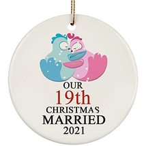 hdhshop24 Our 19 Years Christmas Married Bird Couple 2021 Ornament 19th Wedding  - £15.88 GBP