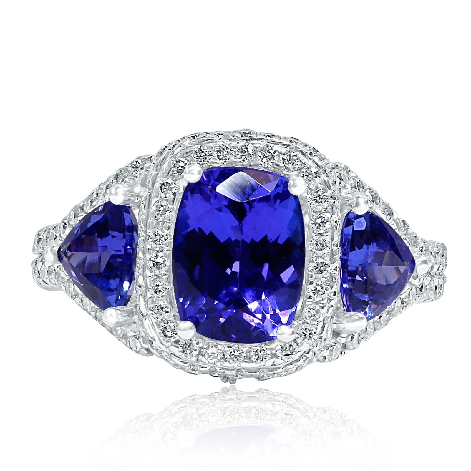 1.97 Karat Tansanit Kissen Blau Violett Diamant Verlobungsring 18k Gold 4.38 TCW Item image 5