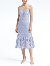 New Banana Republic Women Lace Baby Blue Floral Raw Hem Lined Sweetheart Dress 6 - $69.99