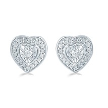 1/4Ct TW Diamond Heart Cluster Studs in Sterling Silver by Fifth and Fine - £43.95 GBP