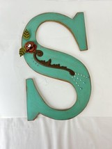 Wall Letter Initial S 19&quot; Turquoise Floral Home Decor - £10.85 GBP