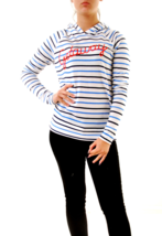 SUNDRY Womens Hoodie Long Sleeve Striped Casual White Size US 1 - $41.70