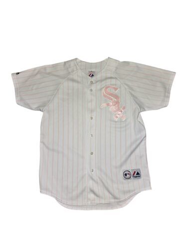 Chicago White Sox Vintage Mother's Day Pink Pinstripe Jersey Sz Medium Made USA  - £41.61 GBP