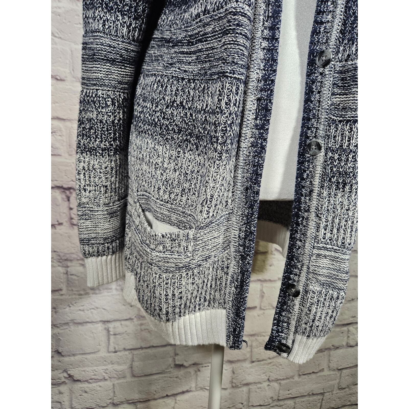 Eddie Bauer Women's Cardigan Sweater Large Gray White Ombre Blend Item image 5