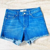 TOPSHOP Bright Blue Cut off Moto Denim Jean Shorts Size 28 - £20.39 GBP