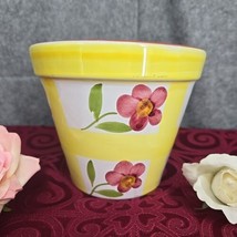 Val Do Sol Pottery Flower Pot Planter Hand Painted  5&quot; Yellow White Red Portugal - $20.90