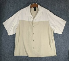 Claiborne XL Button Up Pocket Shirt Regular Fit Short Sleeve Beige Mens ... - $13.50