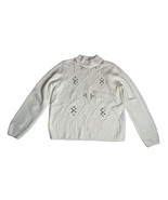 Womens ALFRED DUNNER Ivory Chenille Rhinestone Embellished Mock Neck Swe... - $24.74