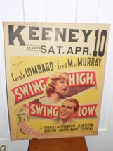 Vintage 1937 Swing High Swing Low Lombard MacMurray Cardboard Movie Poster. - $135.09 CAD