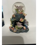 Colorful Dolphin Underwater Snow Globe Coral Fish Cove Shells Prestige - $14.84