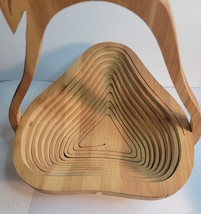 Wood Fruit Basket & Folding Collapsible Trivet Pear Shaped image 2