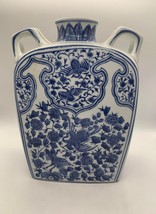 Vintage Chinese Blue and White Hand Painted Ceramic Water Jug Vase with ... - $89.10