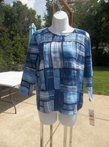 Nwt Alfred Dunner Blue Shape Print TOP/SWEATER Ps - $23.99