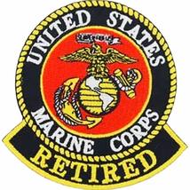 U.S. Marines Retired with Eagle, Globe and Anchor Round Patch - Vivid Colors - V - $6.00