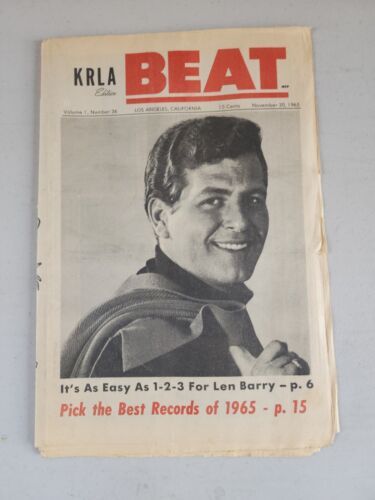 KRLA BEAT NEWSPAPER VOL 1 No 36 November 20, 1965-Len Barry Easy As 1 2 3 - $20.53