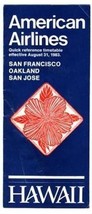 American Airlines HAWAII San Francisco Time Table 1983 - £11.10 GBP