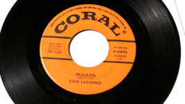 1967 Steve Lawrence &quot;Fraulein / Blue Rememberin&#39; You&quot; 45 RPM  Coral VINYL is EX - £3.12 GBP