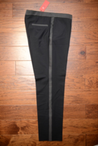 Hugo Boss Mens Getlin Slim Fit Black Stretch Wool Tuxedo Dress Pants EU 56 US 40 - £61.25 GBP