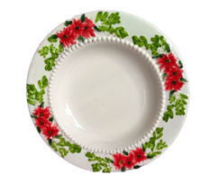 ROSCHER &amp; CO*Poinsettia Garland* Embossed 9” Salad/Serving Bowl - £7.39 GBP