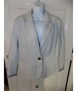 Merona Gray/White Stripe Boyfriend Blazer Jacket Size 14 Women&#39;s EUC - €24,46 EUR