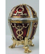 Russian Fabergé red replica with royal decor in gold edges E06-26-05-
sh... - $145.04 CAD