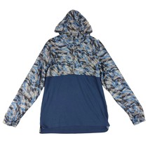 UNDER ARMOUR Men&#39;s L Fitted 1/2 Zip Pullover Blue Camo Hoodie Windbreake... - £19.26 GBP