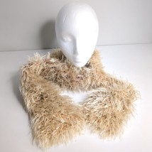 Tan Khaki Fuzzy Knit 4 1/2 x 66&quot; Long Scarf Light Brown - £7.07 GBP