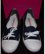 Rampage Footware Wam Navy White Red Kitten Pumps Size 7M Gently Worn  - $1,776.65 CAD
