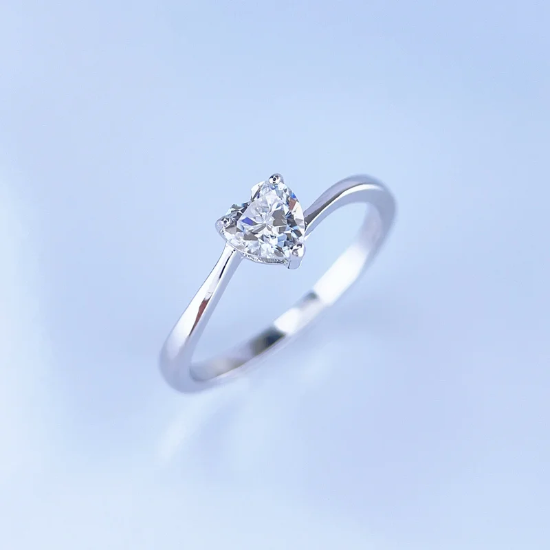 5MM Heart Sharp Moissanite Ring 0.5CT VVS Lab Diamond Test Passed Fine Jewelry f - £59.32 GBP