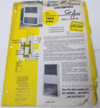 Saf-Aire Wall Heater Sales Sheet 1956 Gas Home Heating Stewart Warner - $15.15