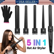 Professional Ceramic Curling Wand 5 In 1 Hair Curlers Wand 360 Swivel Co... - £72.38 GBP