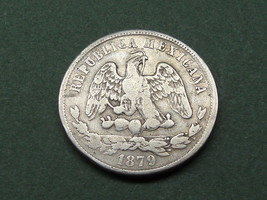 Old Zs S 1879 50 Centavos Silver Zacatecas Coin Mexican Cactus Second 2d Republic - £214.98 GBP