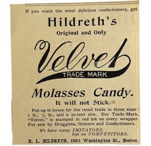 Hildreth&#39;s Velvet Molasses Candy 1894 Advertisement Victorian Snacks ADB... - £7.86 GBP