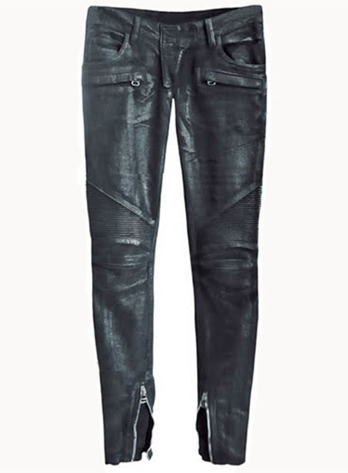 Leather Biker Jeans Pants Black Colour Mono ectric, Men Wasit Belted Pants