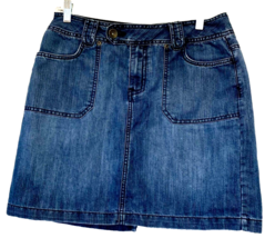 Faded Glory Jean Mini Skirt Womens Size 10 With Pockets and Back Slit Denim Blue - £7.98 GBP