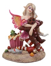 Ebros Amy Brown Christmas &#39;TWAS The Night&#39; Fairy Hugs Gingerbread Man Figurine - £59.93 GBP