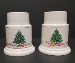Set Of 2 Vtg 1985 Himark Ceramic Hurricane Christmas Candle Holders - $14.42