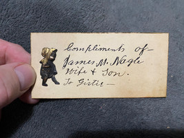 Victorian Calling Card/Gift tag gilded thick heavy cardstock with metal 3D girl - £22.39 GBP