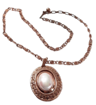 Copper Faux Pearl Pendant Chain Necklace - $14.31