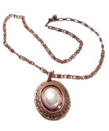 Copper Faux Pearl Pendant Chain Necklace - $14.31